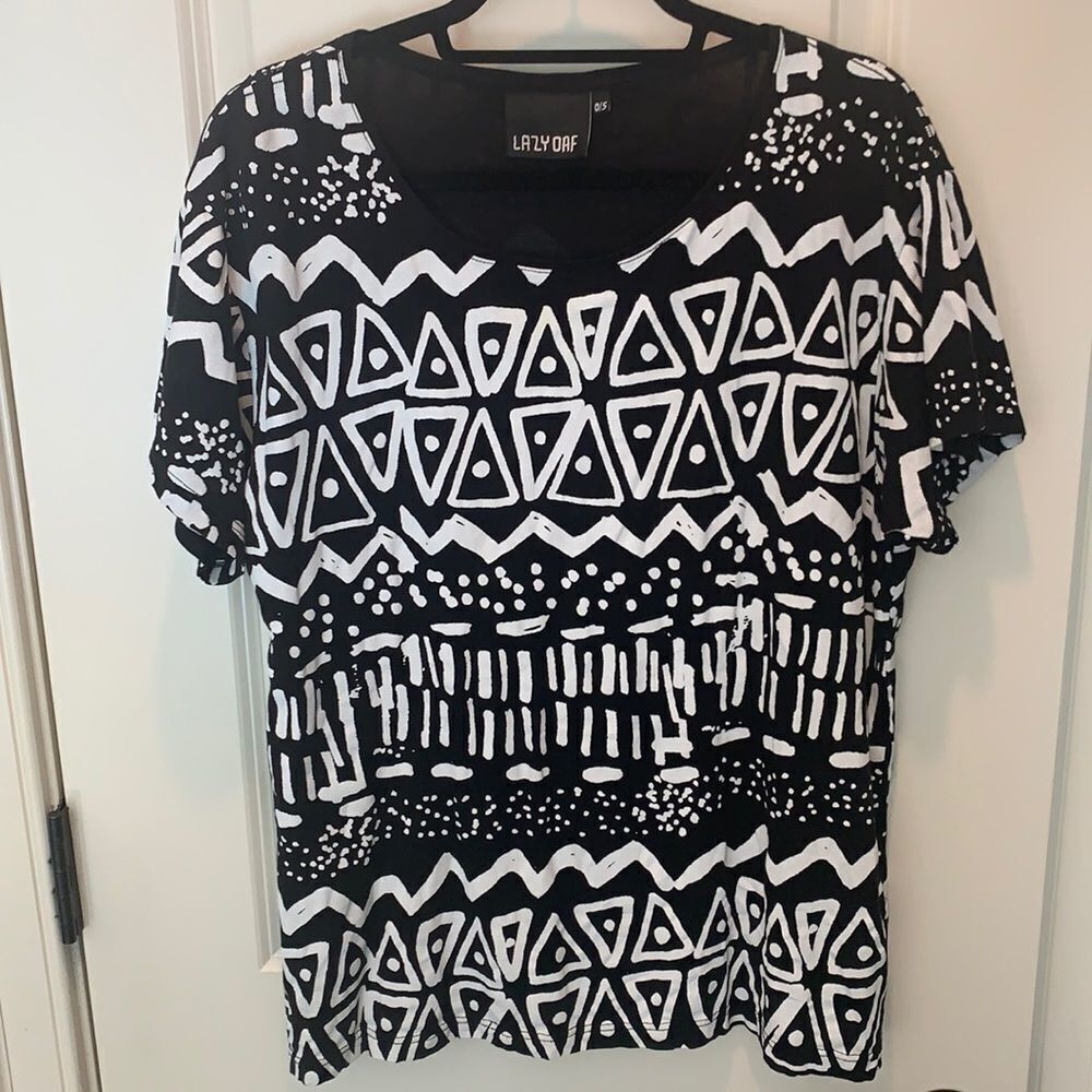 Lazy Oaf black and white print shirt